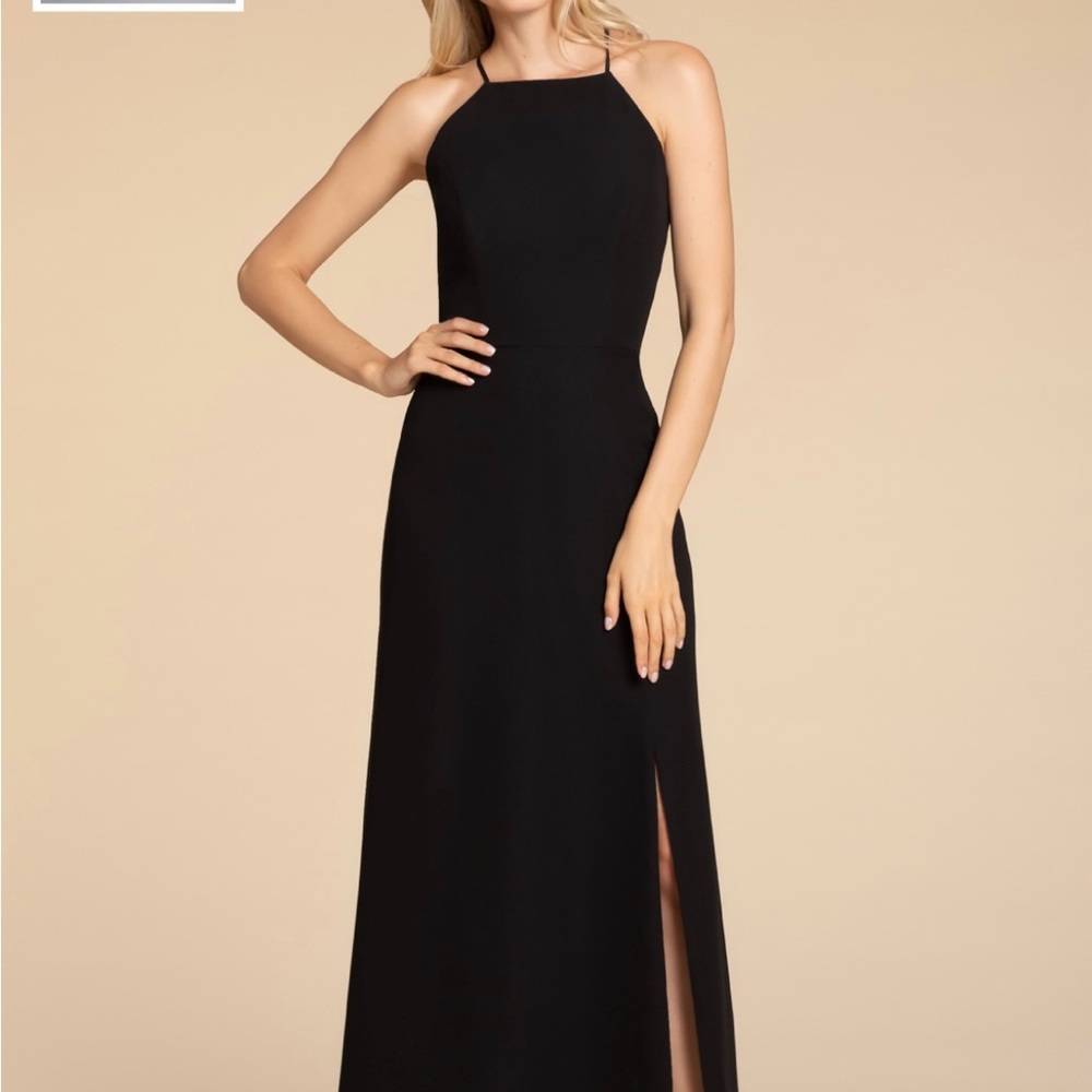 Hayley Paige Occasions Blue Halter Slit Maxi Dress